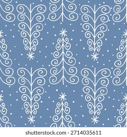 Árbol de Navidad dibujado a mano doodle Vector sin patrón.