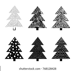 Christmas tree Hand drawn. Doodles and sketches
