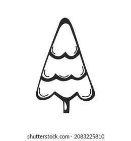 Una mano de árbol de Navidad dibujada en un estilo plano. Para diseño e impresión.