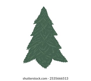El árbol de Navidad está dibujado a mano en un estilo plano. Ilustración vectorial dibujada a mano.