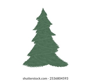 El árbol de Navidad está dibujado a mano en un estilo plano. Ilustración vectorial dibujada a mano.