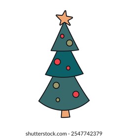 Christmas tree hand drawn icon clipart avatar logotype isolated illustration