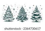 Christmas tree hand drawn illustration	