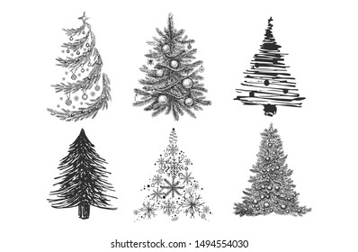 Christmas tree hand drawn illustration