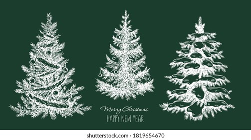 Christmas tree hand drawn illustration	