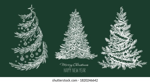 Christmas tree hand drawn illustration	