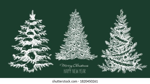 Christmas tree hand drawn illustration	