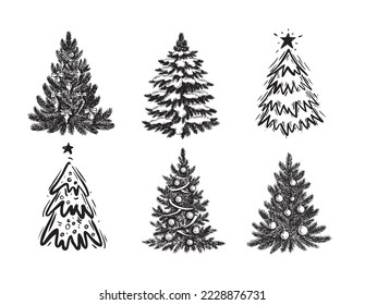 Christmas tree hand drawn illustration