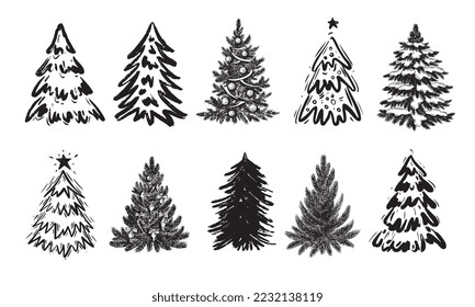 Christmas tree hand drawn illustration