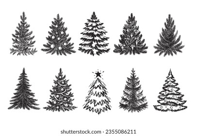 Christmas tree hand drawn illustration