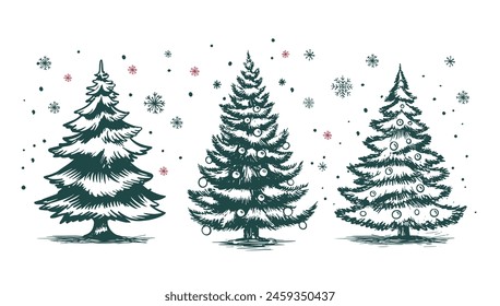 Christmas tree hand drawn illustration	