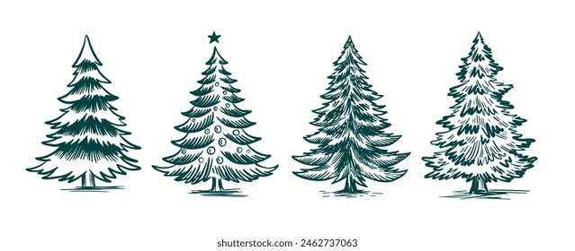 Christmas tree hand drawn illustration	