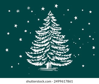 Christmas tree hand drawn illustration	