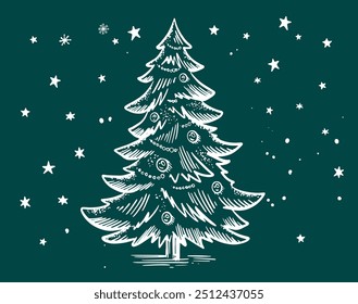 Christmas tree hand drawn illustration