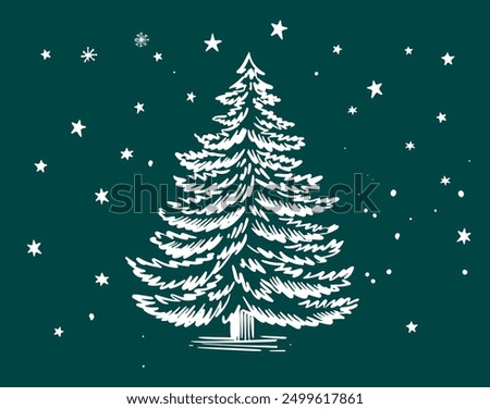 Christmas tree hand drawn illustration	