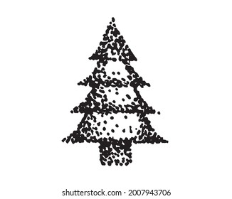 handgezeichnete Illustrationen zum Weihnachtsbaum. Vektorgrafik.	
