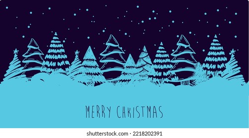 Ilustraciones dibujadas a mano por el árbol de Navidad. Vector.	