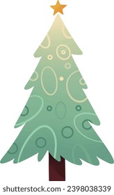 Christmas tree hand drawn  isolated  on white background vector illustration 