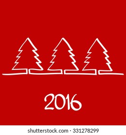 Christmas tree, hand drawn one line