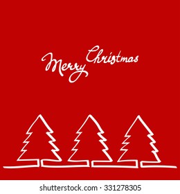 Christmas tree, hand drawn one line