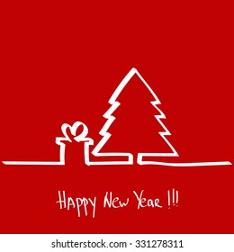 Christmas tree, hand drawn one line