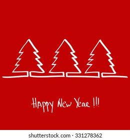 Christmas tree, hand drawn one line