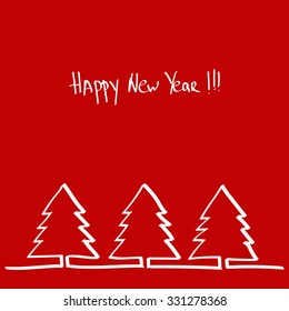Christmas tree, hand drawn one line