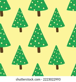 Christmas tree hand drawn pattern seamless background. design for template, poster, wrapping paper etc. 