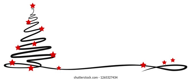 Christmas tree hand drawn with red stars - vector for stock