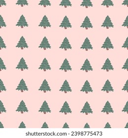 Christmas tree hand drawn seamless pattern