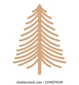 Mano de árbol de Navidad dibujada en un estilo moderno simple, ilustración vectorial, aíslar sobre un fondo blanco. Ilustración de abeto de un solo color adecuada para papel artesanal, tela, iconos y otro diseño.