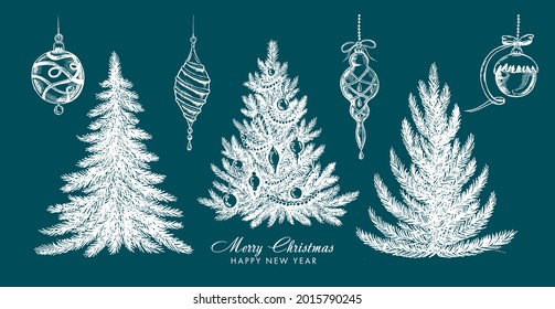 Christmas tree, hand drawn style, vector illustration	