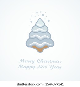 Christmas tree.  Hand drawn Christmas tree vector illustration. Merry Christmas and Happy New Year hand lettering. Holiday greeting design template. Part of set.
