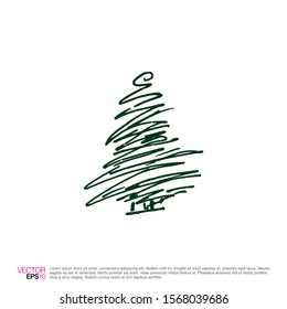 Christmas tree hand drawn in vector illustration. Merry Christmas and a happy New Year design for greeting cards, icon, template logo, and identity vector designs.