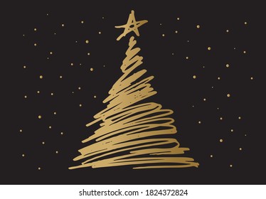 Christmas tree hand drawn, vector.