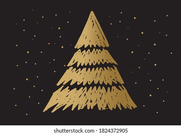 Árbol de Navidad dibujado a mano, vector.