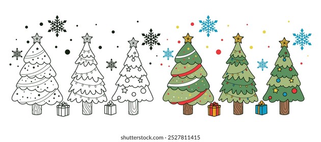 Christmas tree hand drawn, vector illustration design