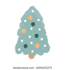 Árbol de Navidad dibujado a mano Ilustración vectorial. Aislado en un fondo blanco.