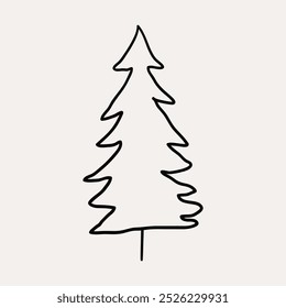 Árbol de Navidad. Navidades dibujadas a mano caprichosos iconos de arte de línea 2. Clipart de Navidad, Ilustraciones vectoriales, iconos de doodle dibujados a mano, dibujo de estilo peculiar.