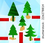 Christmas tree in hand, vector illustration 