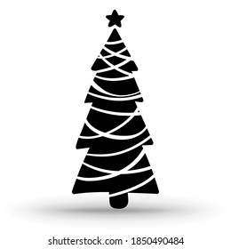 Christmas tree. Hand-drawn Christmas tree icon isolated on a white background. Vector illustration