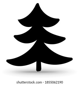 Christmas tree. Hand-drawn Christmas tree icon isolated on a white background. Vector Illustration