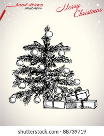 christmas tree - hand-drawn illustration
