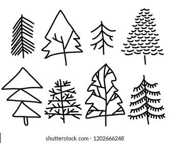 Christmas tree. Hand-drawn vector illustration. Tattoo sketch. Print for t-shirt and bags. Logo. Doodle. Emblem.