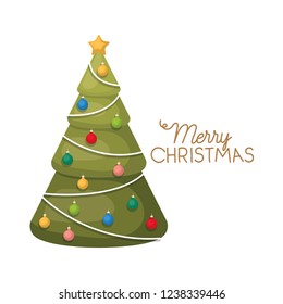 christmas tree with hanging balls isolated icon