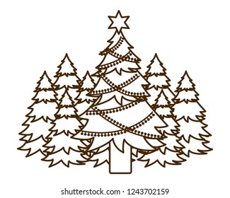christmas tree with hanging balls isolated icon
