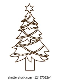 christmas tree with hanging balls isolated icon