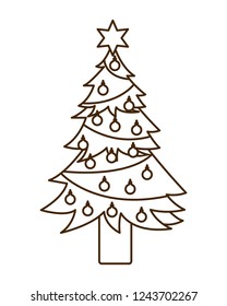 christmas tree with hanging balls isolated icon