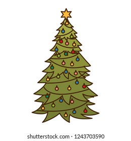 christmas tree with hanging balls isolated icon