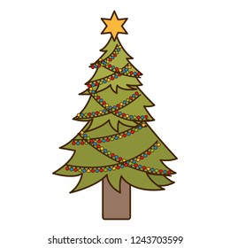 christmas tree with hanging balls isolated icon